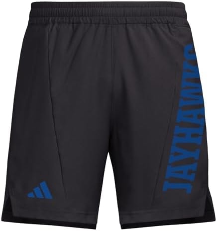 adidas Men's D4T Woven Kansas University Shorts, Black/Collegiate Royal/NCAA Kansas, Medium/5" Inseam