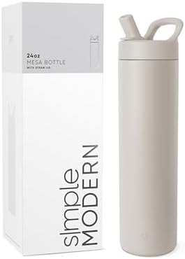 Simple Modern Insulated Water Bottle with Manual Straw | 24oz | Beige