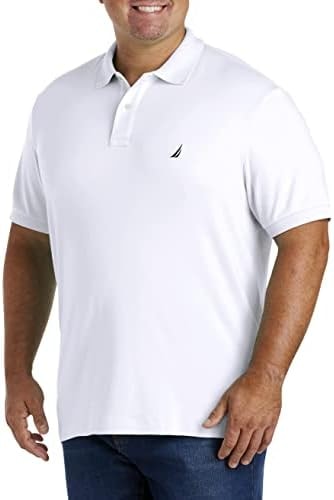 Nautica Men's Classic Fit Short Sleeve Dual Tipped Collar Polo Shirt Shirt, Bright White, Small