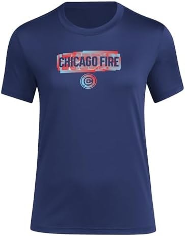 adidas Women's Chicago Fire Local Pop Short Sleeve Pre-game T-shirt, Team Navy Blue, Medium Tall