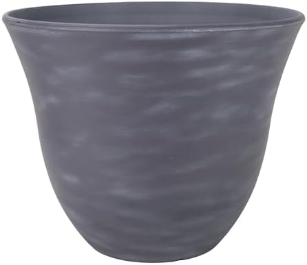 GROWSCAPE Honeysuckle Resin Planter, Durable Garden Pot, 13" Zinc Grey
