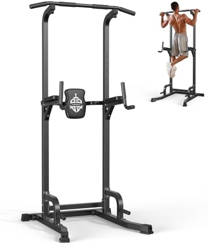 SPORTSROYALS Power Tower, Multi-Function Pull up Bar Dip Station with Upgraded Adjustable Foot Cover Equipment for Home Gym,360LBS
