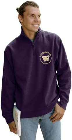 Blue 84 Washington Huskies NCAA Officially Licensed Quarter Zip Sweatshirt Left Chest Logo Team Color, XX-Large