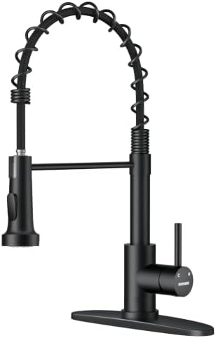 WEWE Black Kitchen Faucet with Pull Down Sprayer, High Arc Bar Sink Faucet