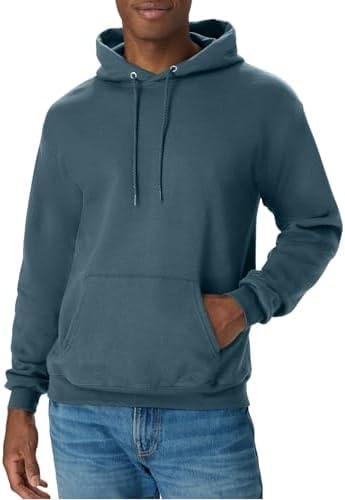 Hanes Comfortblend EcoSmart Hoodie, Midweight Fleece, Pullover Hooded Sweatshirt for Men, Metallic Teal, X Large