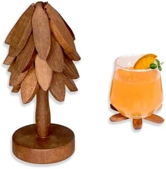Yuoyar Wooden Tree-Shaped Coasters Set for Coffee Table, Kitchen