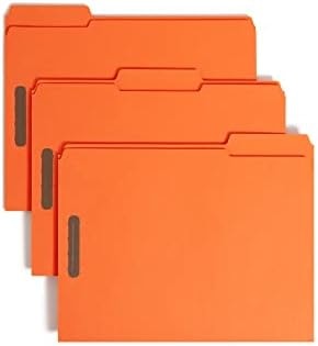 Smead Orange Fastener File Folders with Prongs, 3 Tab Letter Size
