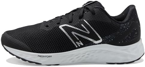 New Balance Kid's Fresh Foam Arishi V4 Hook & Loop Running Shoe, Black/White/Silver Metallic, 2 W Infant