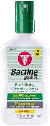 Bactine MAX First Aid Spray - Cleansing Spray with 4% Lidocaine - Relief for Minor Cuts, Burns & Bug Bites - 5oz, 4 Pack