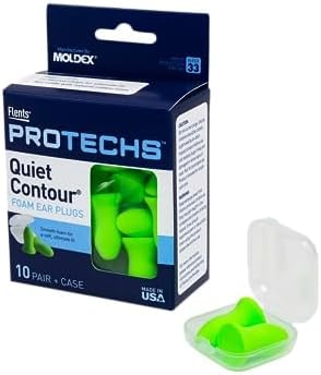 Flents Protechs Quiet Contour Foam Ear Plugs, NRR 33, 10 Pair, Green