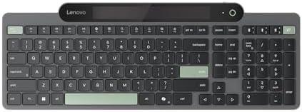 Lenovo 800 Self-Charging Bluetooth Keyboard, Uses Ambient Light for Charging, Bluetooth 5.1, Supports 3 Devices, Battery Free, Wireless, Grey