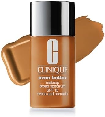 Clinique Even Better Makeup Liquid Foundation SPF 15 With Vitamin C For Dry + Oily Combination Skin Types | Medium Coverage + Natural Finish | Evens Skin Tone + Reduces Dark Spots, Golden, 1 Fl Oz