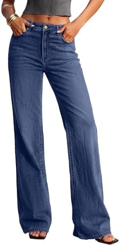 PRETTYGARDEN Women's Jeans Stretchy High Waisted Denim Pants,Deep Blue,6