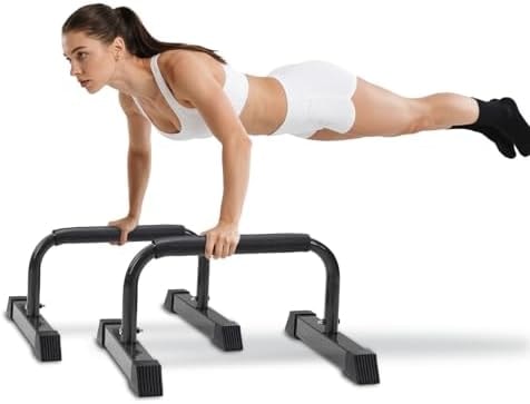 Push Up Bars: Sweat-resistant Parallettes Bar for Handstands L-sit & Dip, No Wobbling Strength Training Pushup Stands for Women Men Workout Core Exercise at Home Floor Gym