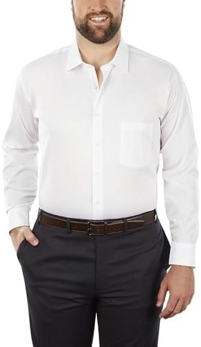 Van Heusen Men's Tall FIT Dress Shirts Flex Collar Stretch Solid Shirt, White, 22" Neck 35"-36" Sleeve (5X-Large)