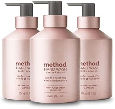 method Gel Hand Soap, Vanilla + Raspberry, 12 fl oz, 3 Pack