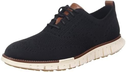 Cole Haan Mens Zerogrand Remastered Stitchlite Wing Tip Oxford, Black/Ivory, 7.5-W US
