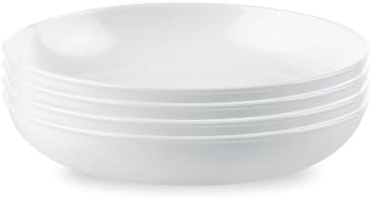Corelle 4-Pc Versa Bowls for Pasta Salad and More, Service for 4, Durable and Eco-Friendly 30-Oz, Compact Stack Bowl Set, Microwave and Dishwasher Safe, White