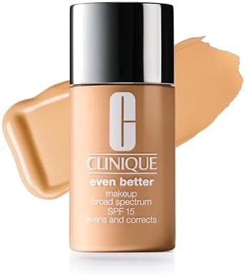 Clinique Even Better Makeup Liquid Foundation SPF 15 With Vitamin C For Dry + Oily Combination Skin Types | Medium Coverage + Natural Finish | Evens Skin Tone + Reduces Dark Spots, Tea, 1 Fl Oz