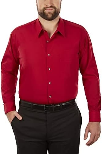 Van Heusen Men's Big Fit Dress Shirt Poplin Solid (Big and Tall), Flame, 19" Neck 34"-35" Sleeve