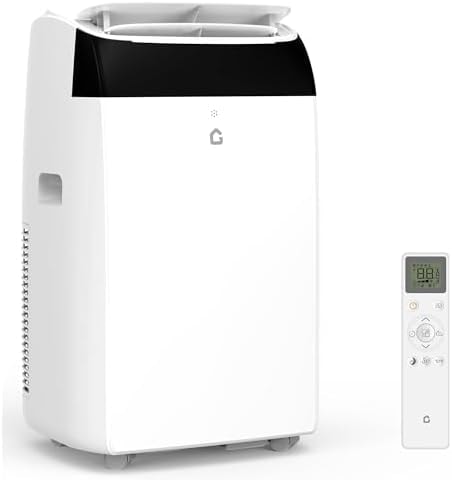 12000 BTU Portable Air Conditioner, Cools up to 550 sq.ft, 3-in-1 AC Unit with Cooling, Dehumidifier & Fan, Quiet Portable AC with Remote Control, 24H Timer, Sleep Mode, Easy Installation, White