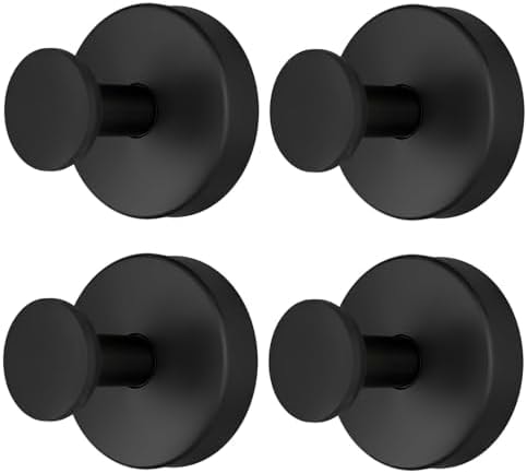 Novsix 4 Pcs Bathroom Suction Cup Hooks for Shower, 11 lb (Matte Black)