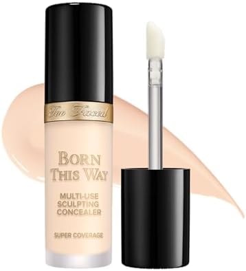Too Faced Born This Way Super Coverage Multi-Use Concealer | Full-Coverage Hydrating Concealer for Dark Circles & Blemishes with Natural Finish | Hyaluronic Acid & Coconut Water, Cloud, 0.45 Fl Oz