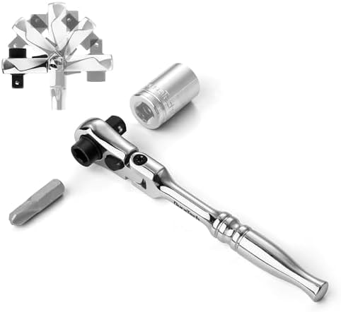 DURATECH 1/4" Drive Ratchet Handle, 2 in 1 Flex Head, Socket & Bit Driver