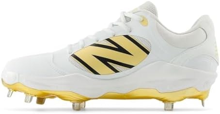 New Balance Men's Fresh Foam X 3000 V7 Baseball Shoe, White/Metallic Gold/Thunder, 5.5 M