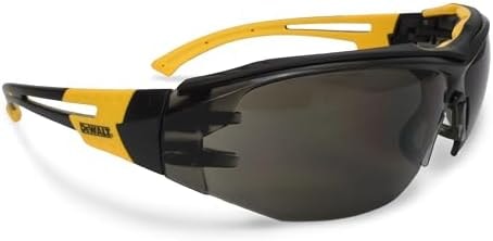 DEWALT DPG108-2D Renovator™ Lightweight Safety Glasses – Smoke Lens – TPR Brow Guard – Vented No Slip Temples & Nosepiece – 1 Pair
