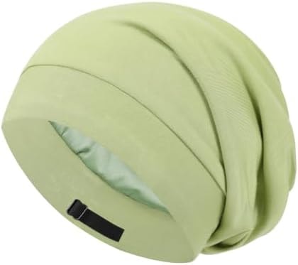 HFRHTGY Adjustable Satin Silk Hair Bonnet for Sleeping Men Women, Green