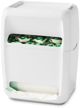 YouCopia SinkSuite Bag & Pod Dispenser, Standing Garbage Bag and Dishwasher Pod Organizer with Removable Lids for Storage, Speckled White