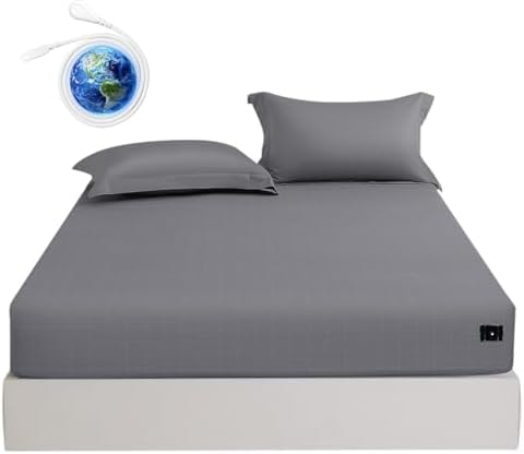 CHALTOUL Grounding Sheets King Size Premium Cotton for Healthy Sleep Therapy, Deep Pocket Grounding Bed Sheets Includes Grounding Cord (Gray, King - 76"x80"x14")