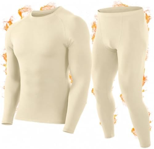 Roadbox Thermal Underwear for Men, Fleece Lined Long Johns Base Layer Set