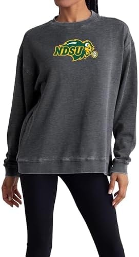 chicka-d Women's Oversized Dropped Shoulder Crewneck Fleece Sweatshirt | NCAA Primary Team Icon Team Color, North Dakota State Bison, Team Color, Small