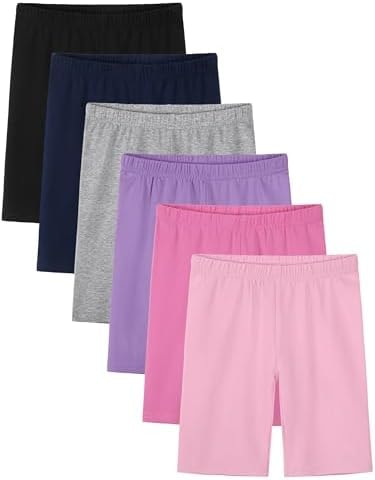 6 Pack Girls Bike Shorts Cotton Biker Shorts Cartwheel Toddler Under Dress