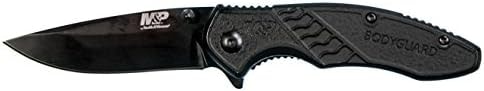 Smith & Wesson M&P Bodyguard 6.5in Stainless Steel Folding Knife with 2.75in Clip Point Blade and Nylon Handle for Outdoor, Tactical, Survival and EDC, Multicolor,Black