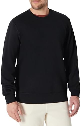 Amazon Essentials Men's Active Sweat Relaxed-Fit Crewneck Pullover Sweatshirt, Black, Large