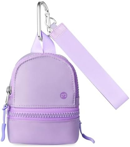 Babysun Mini Backpack Keychain Wristlet Pouch Small Change Coin Purse Cute Zipper Wallet With 3 RFID Card Slots For Women/Men Airpods Cosmetics (Purple)