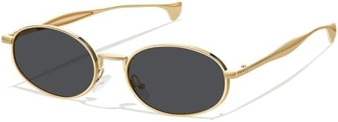 YMRFW Gold Oval Sunglasses for Women Men 2026 Retro Design Metal Style 70s Shades Trendy Sun Glasses UV Protection