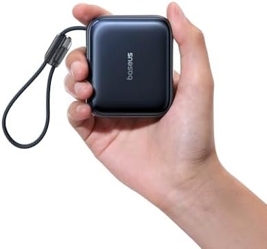 Baseus PicoGo AC22 Mini Power Bank, 10000mAh 45W PD Portable Charger Built-in USB-C Cable, Ultra Small Battery Pack, Fast Charging Battery Bank for iPhone Duo/18/17/16/15 Samsung S26/S25 Pixel iPad
