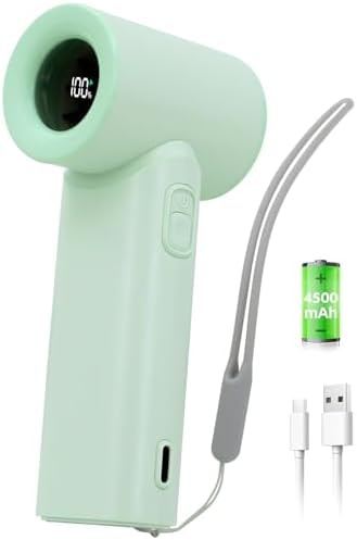 WIXBOSHU Portable Handheld Turbo Fan 17400RPM High Speed Turbo Mini Fan [15H Max Cooling Time], 4500mAh, 5 Gear Wind, LED Display, USB Rechargeable Personal Small Fans Outdoor Travel Camping Concerts