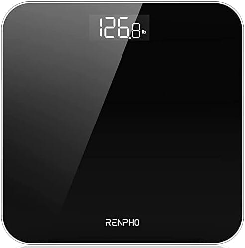 RENPHO Bathroom Scale for Body Weight, Highly Accurate & Measures Weight up to 400 lb/180kg, Digital Weighing Machine for People, Home Use, Batteries Included, 10.2"/260mm, Black-Core 1S