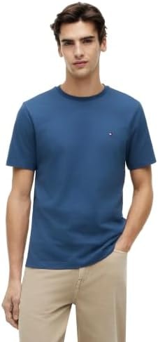 Tommy Hilfiger Men's Short Sleeve Cotton Crewneck T-Shirts in Regular Fit, Aegean SEA XX-Large