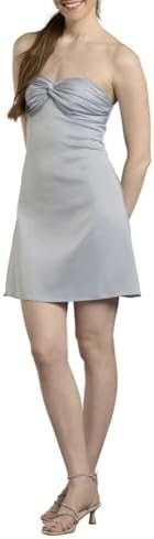 David's Bridal Twist Neckline Empire Waist Charmeuse Mini Dress