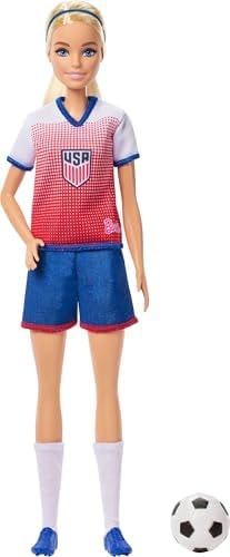 Barbie Careers USSF Soccer Fashion Doll Dressed in Removable Sport-Themed Outfit & Shoes with Accessories