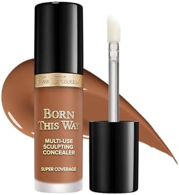 Too Faced Born This Way Super Coverage Multi-Use Concealer | Full-Coverage Hydrating Concealer for Dark Circles & Blemishes with Natural Finish | Hyaluronic Acid & Coconut Water, Caramel, 0.45 Fl Oz