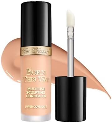 Too Faced Born This Way Super Coverage Multi-Use Concealer | Full-Coverage Hydrating Concealer for Dark Circles & Blemishes with Natural Finish | Hyaluronic Acid & Coconut Water, Nude, 0.45 Fl Oz