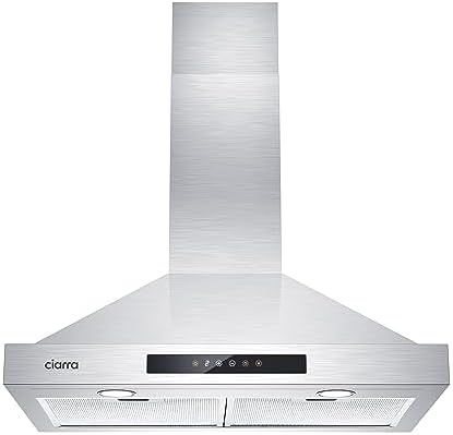 CIARRA Wall Mount Range Hood 30 inch 450 CFM Ducted Convertible Ductless Range Hood Vent in Stainless Steel CAS75308