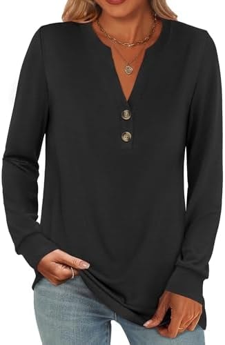 ANRABESS Women’s Fall Shirts Long Sleeve Henley Top Dressy Casual Blouse